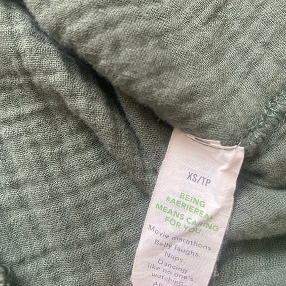 Aerie Olive Green Gauze Button Down Shirt – Size XS - Picture 6 of 7